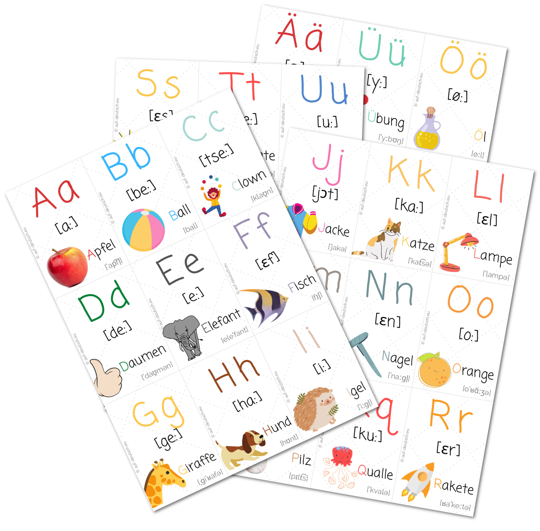 Карточки немецкого алфавита А4